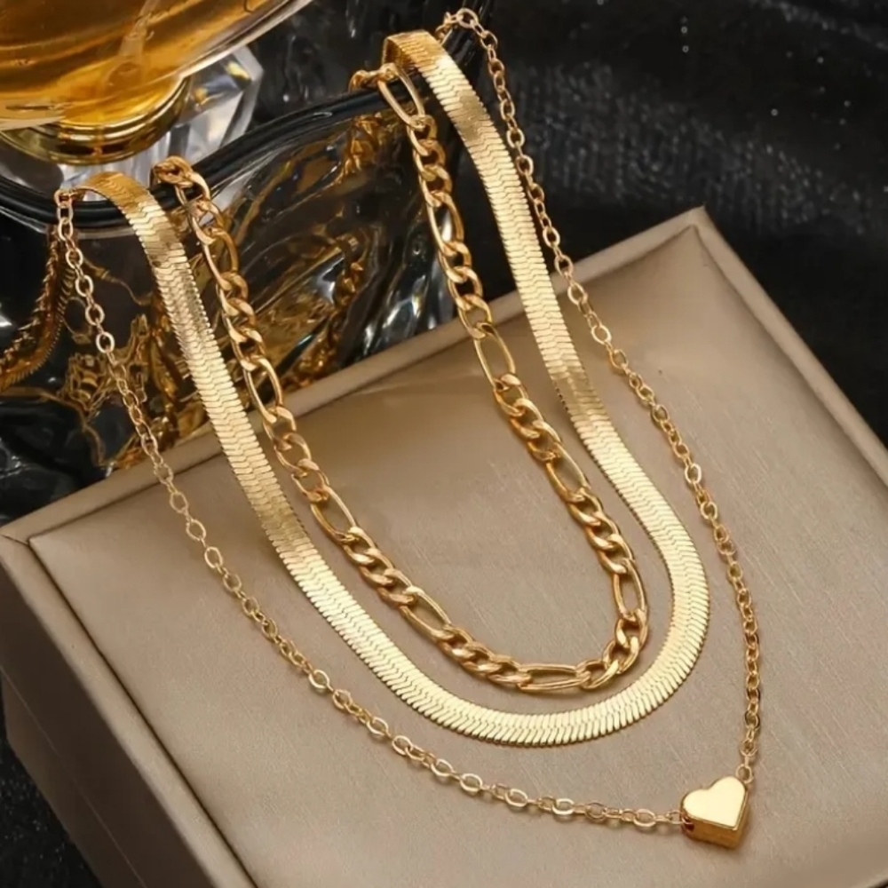 Gold Layered Heart Pendant Necklace